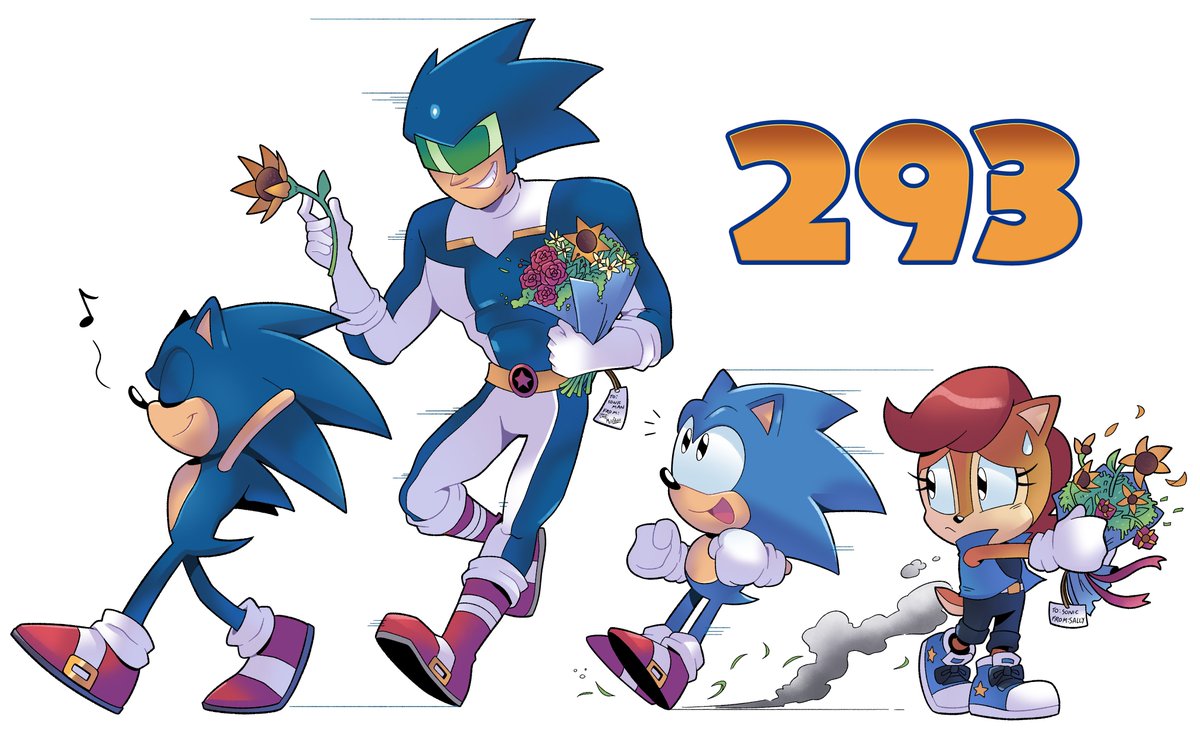 Sonic_Online's tweet photo. Brace yourself for two titanic tales. Will Sonic-Man be able to win the affection of the real Sonic?! Are Sonic and Sally truly an item?!

Don't miss the all-new mighty morphin Sonic Restored #293, premiering TOMORROW on archiesoniconline!

Art by MultiSketch and @DeeMee40835031 https://t.co/L8KNJrLGDQ