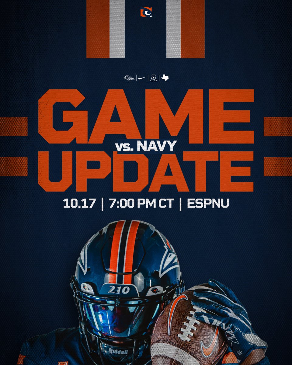 UTSAFTBL's tweet photo. UTSA's home game against Navy on Oct. 17 has been selected for an ESPNU broadcast with a 7 p.m. kickoff at the Alamodome.

📰 https://t.co/abR7rW7BhW

#210TriangleOfToughness | #BirdsUp 🤙 https://t.co/QOYYcl3ZVy