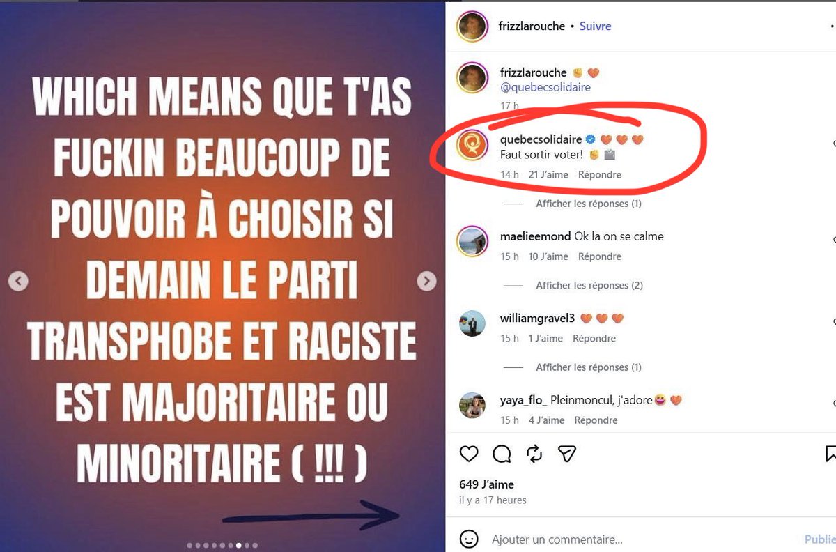 DimitrisSoudas's tweet photo. À quelques heures du vote, Québec solidaire « aime » et applaudit des publications qui qualifient le PQ de « raciste » et « transphobe », et qui parlent carrément de « fascisation » du Québec.

WTF? https://t.co/X6r4tYVfUC