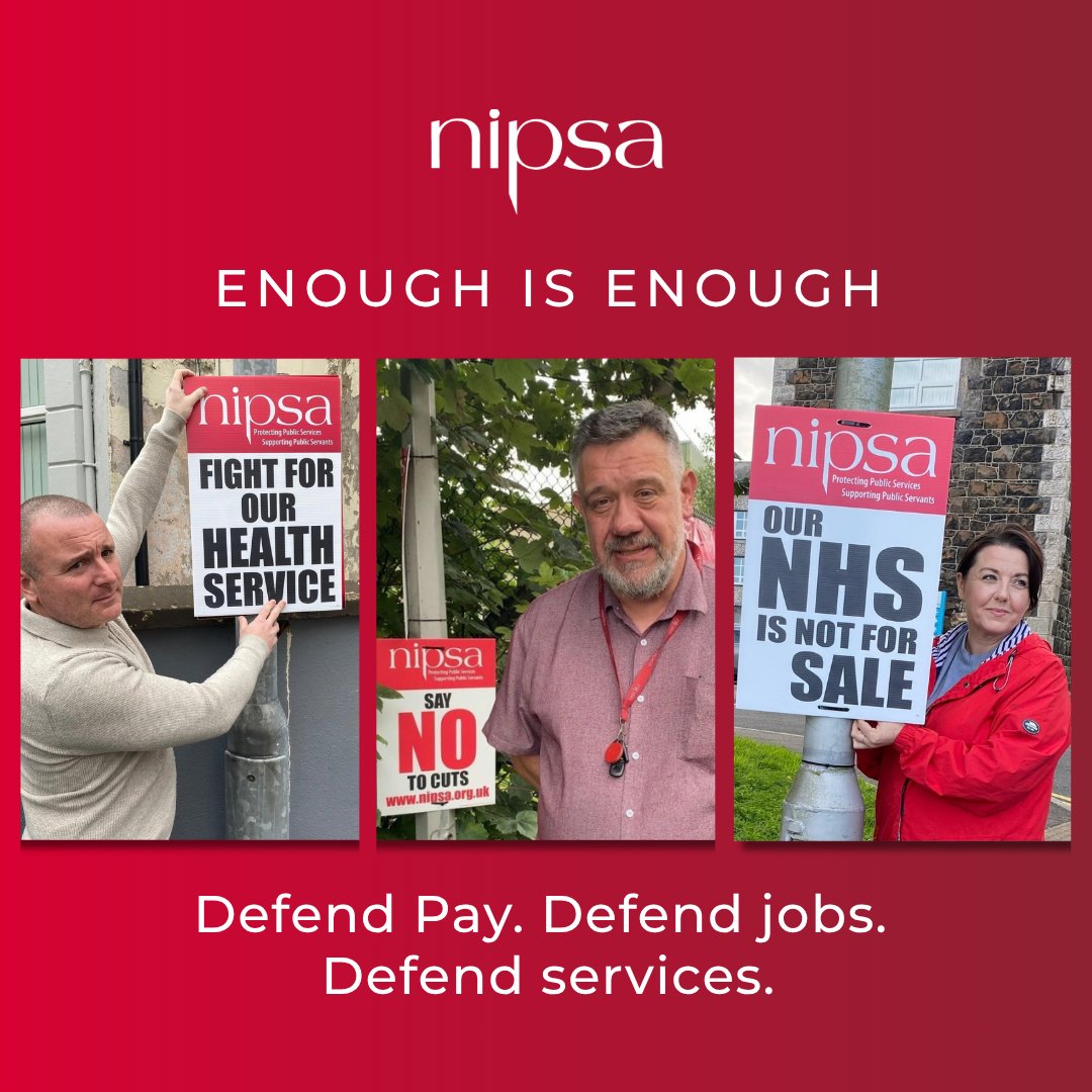 nipsa's tweet photo. Enough Is Enough✊

NIPSA HQ Health and Social Care Officials have been out across Trust sites getting the message out: we will fight to defend our health service, our members and the services our communities rely on. 

🔗Get involved: https://t.co/Zqq2ytP1nZ 

#NoToCuts https://t.co/O9xE3ppQHy