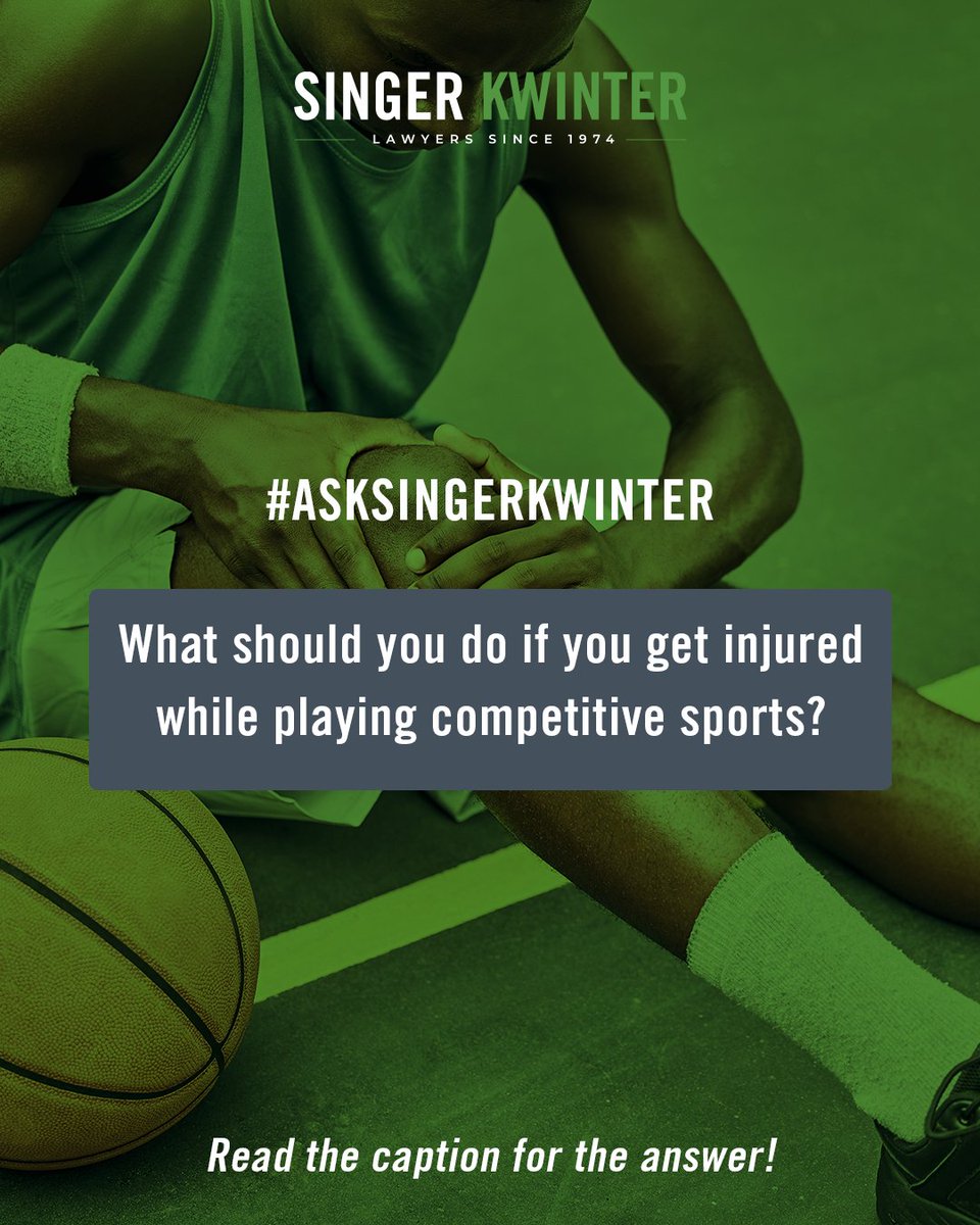 Singer_Kwinter's tweet photo. #AskSingerKwinter: What should you do if you get injured while playing competitive sports?
Learn more:
https://t.co/M33jHnRJDH
#SingerKwinter #PersonalInjuryLaw #SportsInjury https://t.co/CEvFBd9fWQ