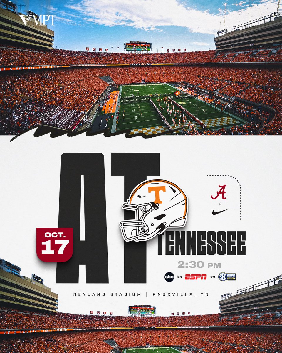 AlabamaFTBL's tweet photo. Third Saturday in October! 🔴🟠 https://t.co/H14GLLmncN