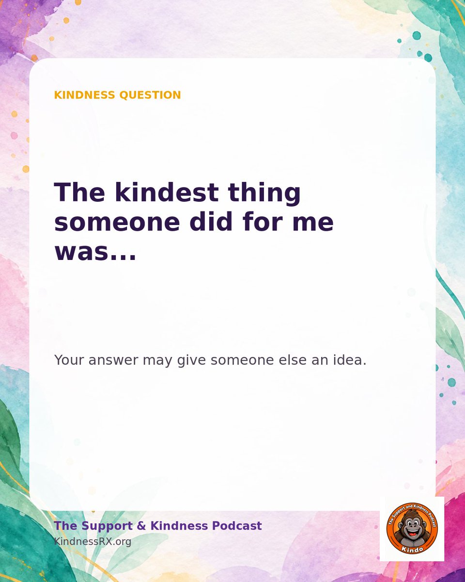 gregscloud1's tweet photo. What is one small act of kindness you've never forgotten? It could be a text, a ride, or somebody simply staying with you. I'd love to hear what made a difference. https://t.co/YXECgYtnkO