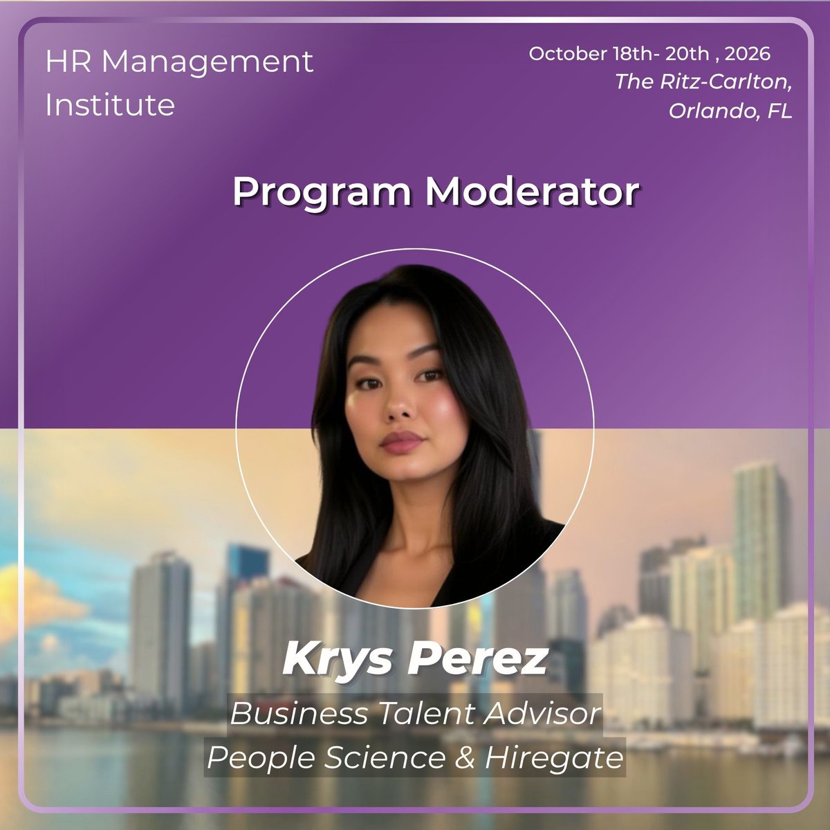 People_Science's tweet photo. Krys Perez of People Science is the Program Moderator for the IPMI HR Management Institute in Orlando this October, introducing the speakers throughout the program. 

Attending? Come say hi! 

#HRLeadership #FutureOfWork https://t.co/U90eO4pyQF