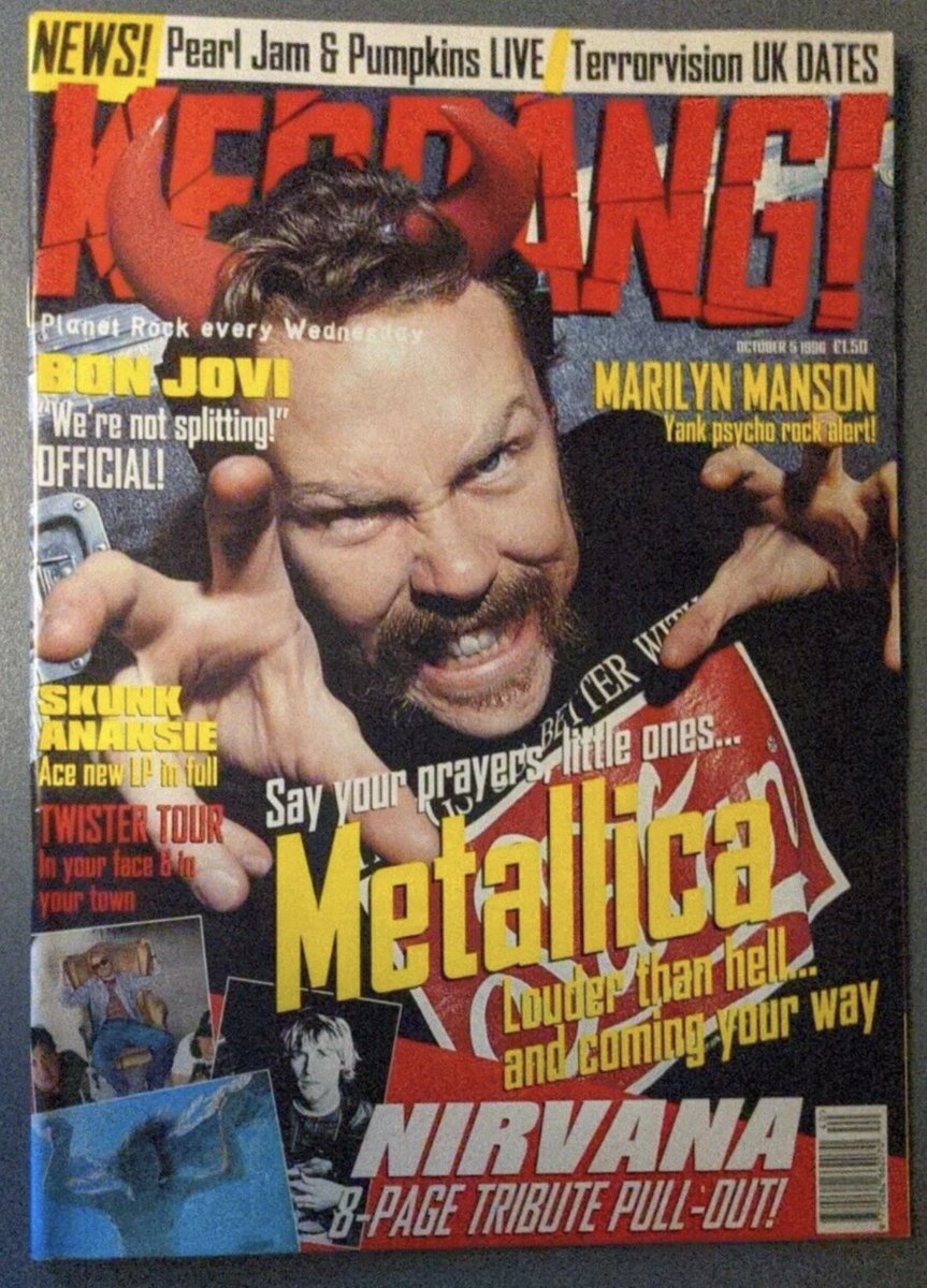 MyPersonal90s's tweet photo. Oct 5, 1996 | Kerrang!

Featuring:

@Metallica 
@PearlJam 
@terrorvision 
@BonJovi 
@marilynmanson 
@SkunkAnansie 
@Nirvana 
@SmashingPumpkin https://t.co/9qjW1DH3p4