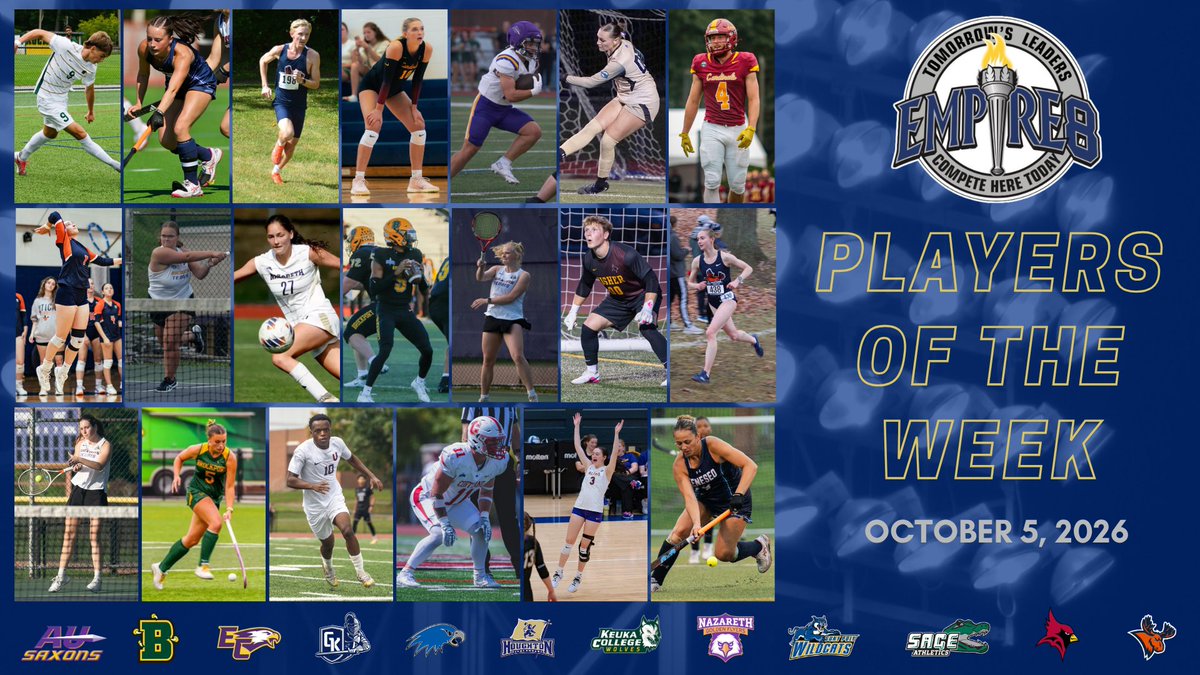 Empire8's tweet photo. Empire 8 Conference Players of the Week - October 5, 2026
https://t.co/abjtSVf6Zo

#E8 #E8Proud #LeadersCompeteHere #WhyD3 https://t.co/pU4vE5UljF