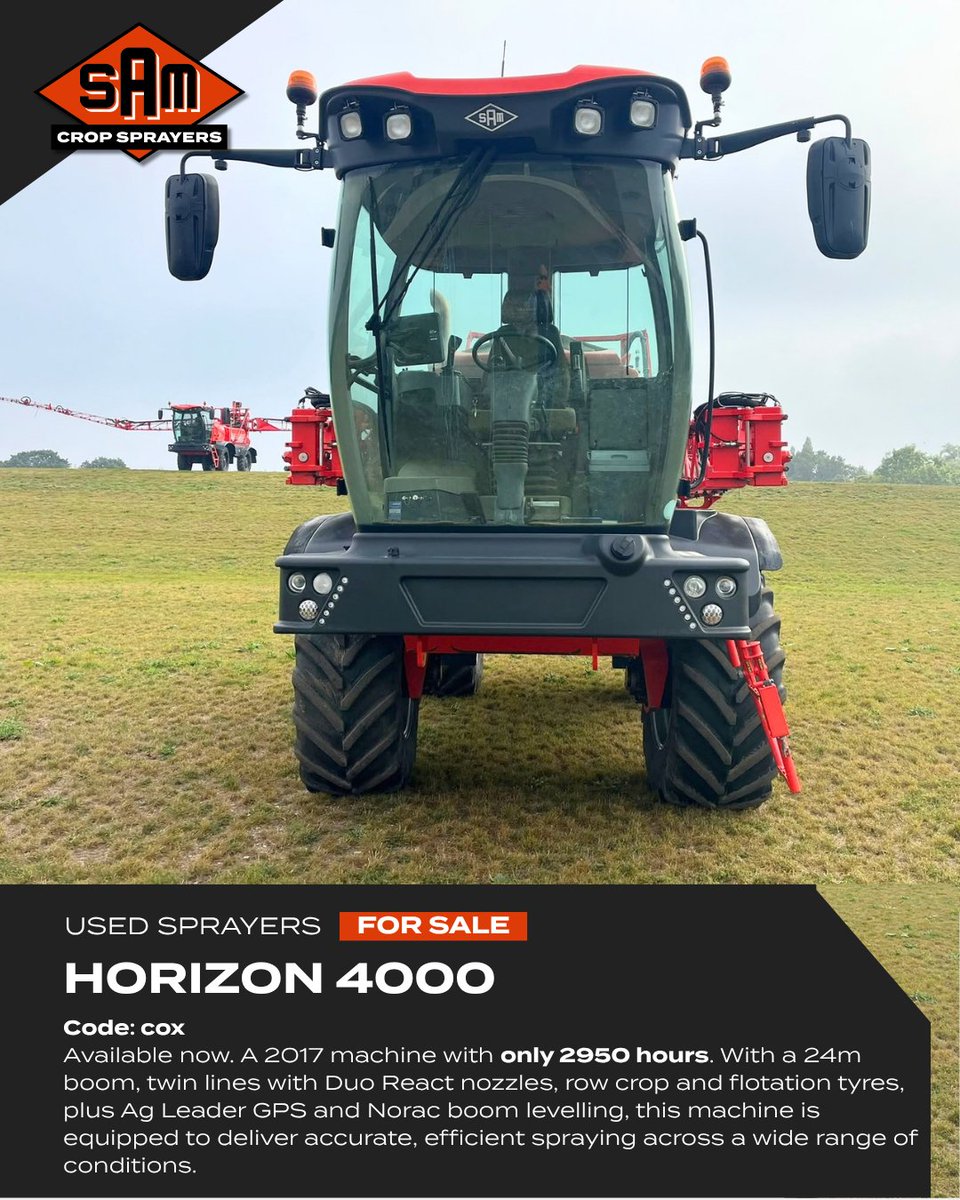 SandsSprayers's tweet photo. JUST IN! | Used Sands Horizon 4000
A great opportunity to get your hands on this 2017 Sands Horizon 4000, with just 2,950 hours on the clock!

Speak to Phil, Sales Manager:  
07770 442575
sales@samltd.com https://t.co/WhvbLdpDJd