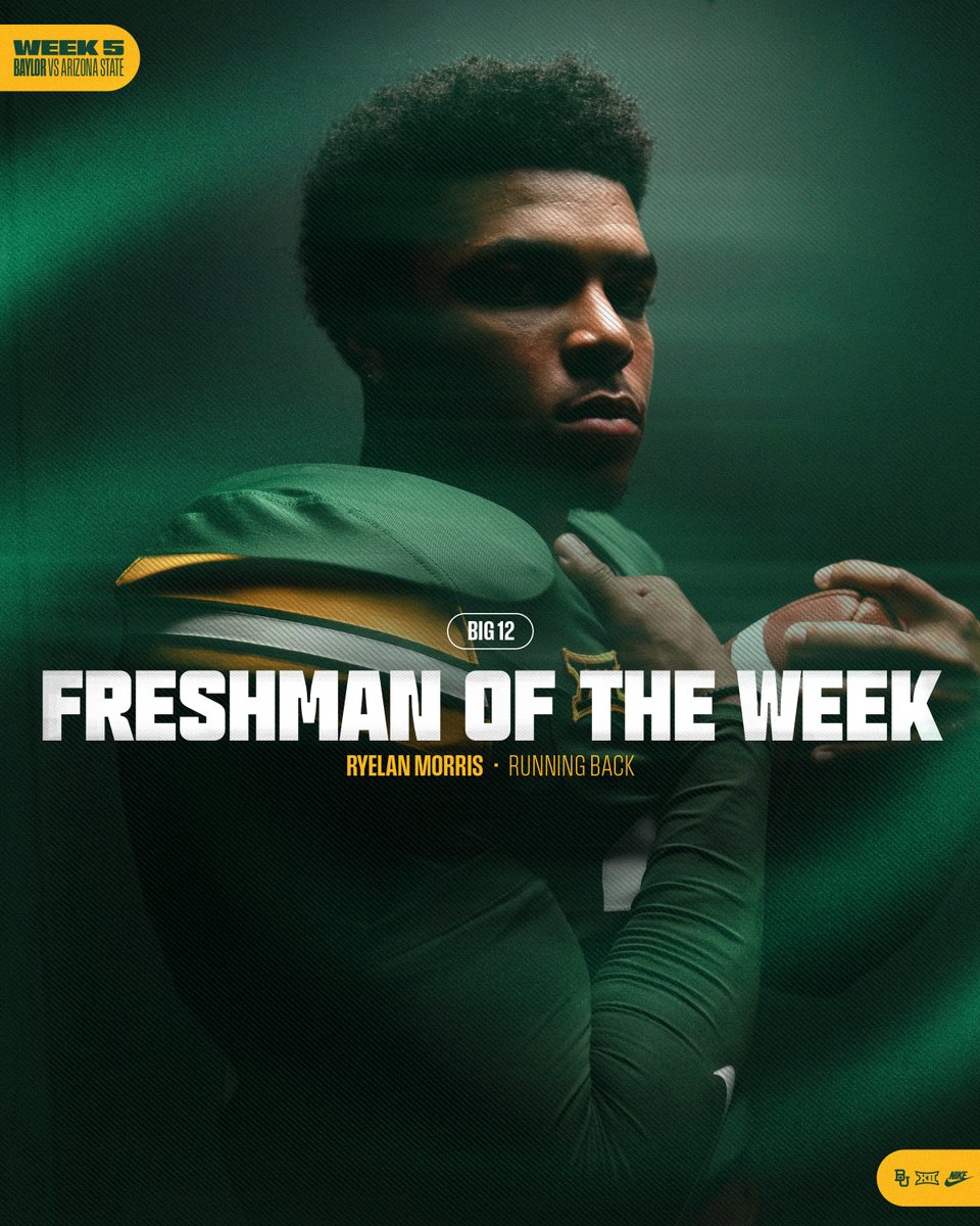 BUFootball's tweet photo. Big 12 Freshman of the Week 💨
@ryelanmorris https://t.co/qEp8PelR2l