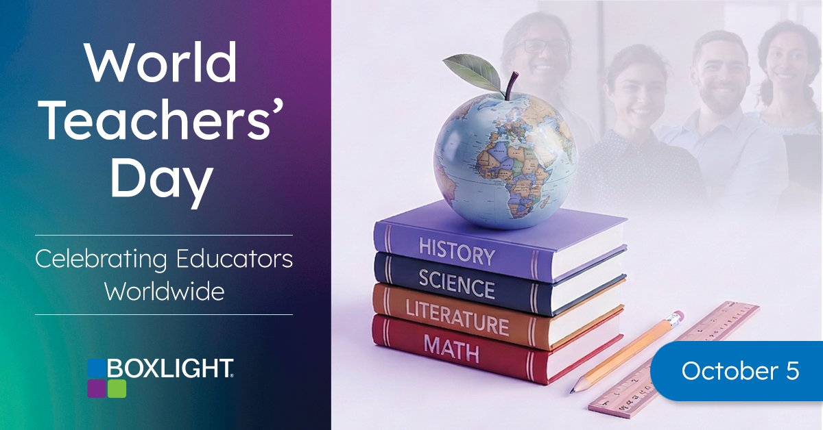 boxlightinc's tweet photo. Happy World Teachers' Day to every educator who shows up for students every day. Thank you.
#WorldTeachersDay #K12 https://t.co/Z7SdiBJf2R
