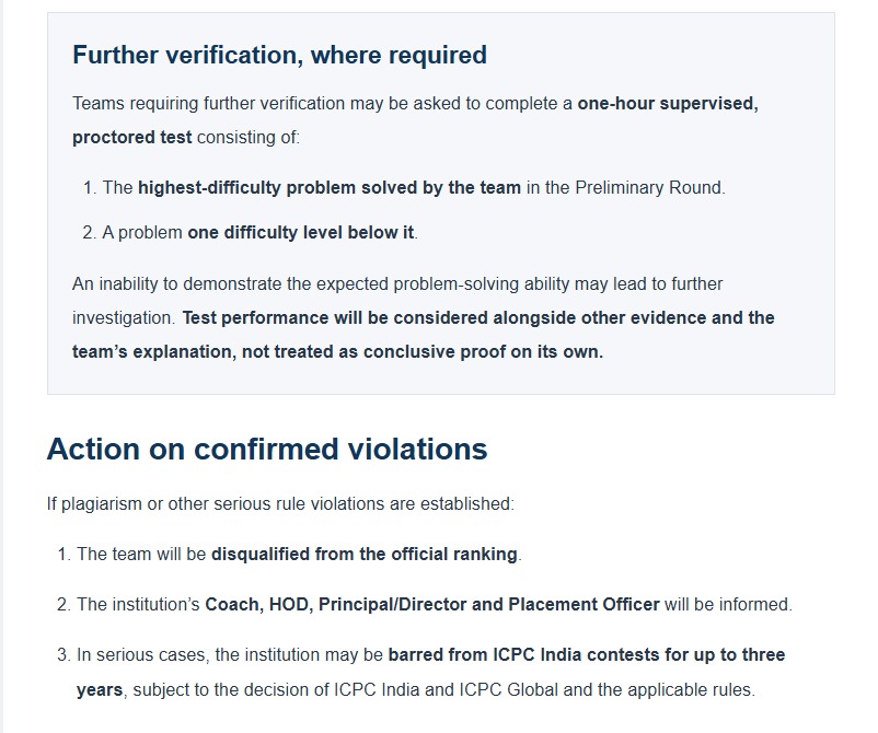 RudraKumar65755's tweet photo. More than 400 teams have already voluntarily withdrawn. We appreciate their willingness to take responsibility and uphold fair competition.
This shows the current state of Competitive Programming in India and their disregard for fairplay in International Stage as well
#icpc https://t.co/rRnMKdEulF