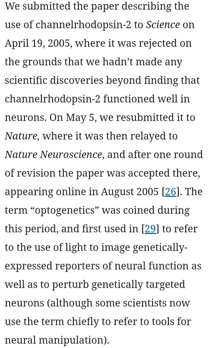 dr_yakupergun's tweet photo. When your work is rejected by a journal, don’t immediately assume the problem lies with you. Editors and reviewers can be wrong too❕️

The publication journey of one of the studies that laid the groundwork for the 2026 Nobel Prize in Physiology or Medicine: In 2005, Science rejected the manuscript on the grounds that demonstrating channelrhodopsin-2 function in neurons did not constitute a sufficiently novel scientific discovery. The manuscript was then submitted to Nature, which redirected it to Nature Neuroscience. After one round of revision, it was accepted and published in August 2005.

https://t.co/4bQR4meVYI