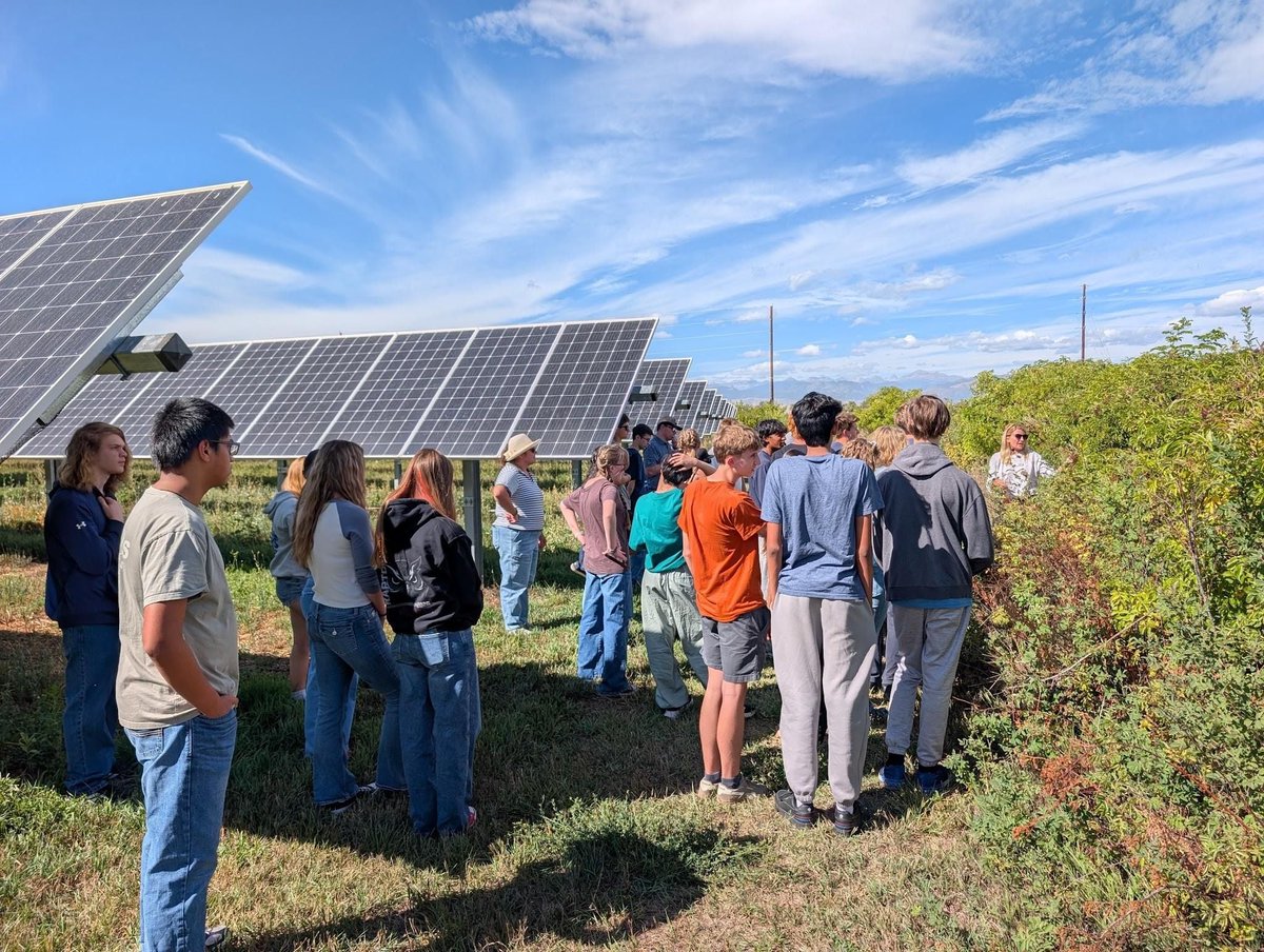 ICSVVSD's tweet photo. Students in our Applied Robotics and Bioscience Explorers classes are working on innovative design solutions for @NASAHUNCH and recently took a field trip to the Colorado Agrivoltaic Learning Center at @JacksSolar Garden! Read more here: https://t.co/TJdUxyAMI7 #StVrainAdvantage https://t.co/1Ms3Zw7nF8