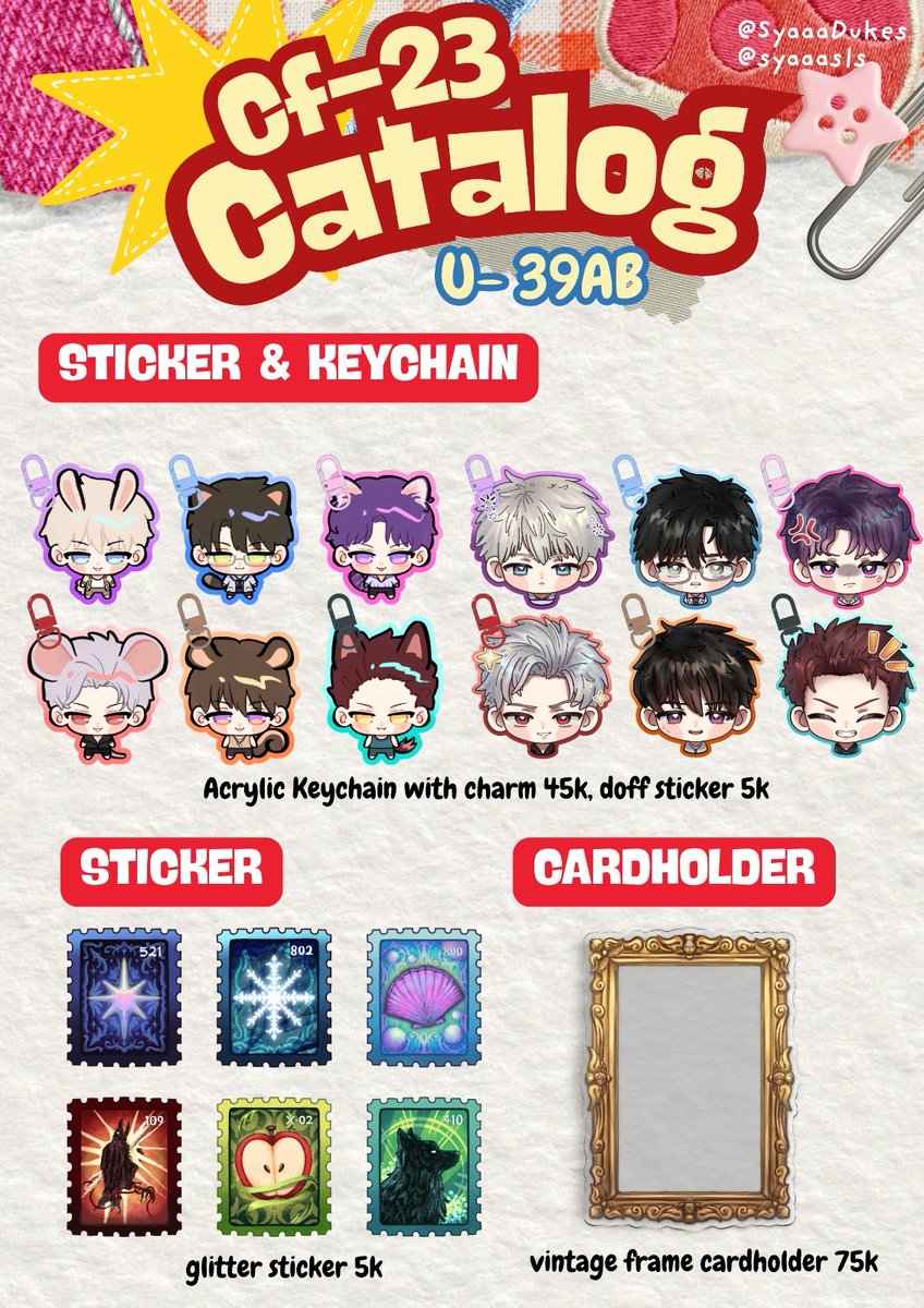 SyaaaDukes's tweet photo. [🤍&amp;🔄 are appreciated!]

Hii! My #CF23 PO is now open!! 

🗓PO until Oct 12 2026
📤pickup at U-39 ab (both days) 
⭐only Love and deepspace (for now...)
📎https://t.co/7iSzmjX7KO

#cf23catalogue #comifuro https://t.co/Gb1PfplFpu