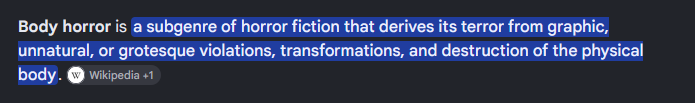 DerangedRapist's tweet photo. @d_buchan09 @D3VILM4YCRY Yeah body horror ? do u js reuse talking points which are popular n wrong by definition it is horror not your subverged version of horror https://t.co/xC9k6yCpIj