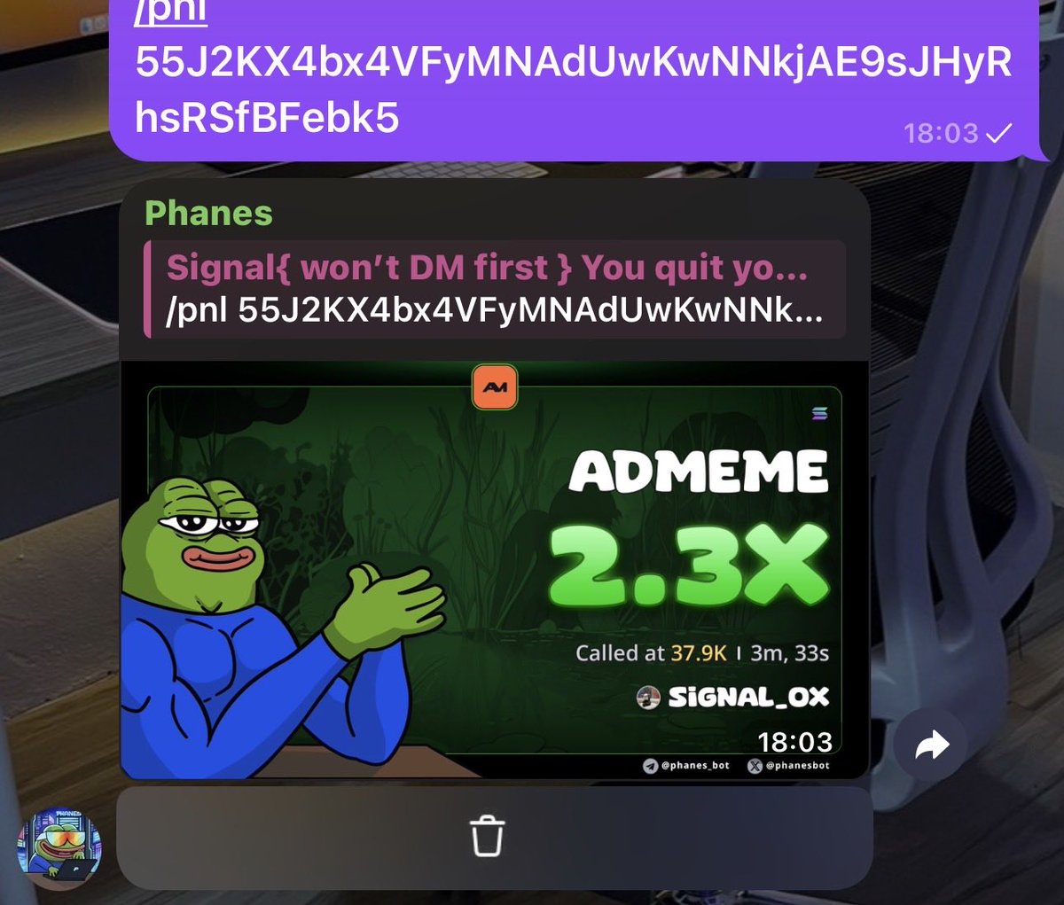 Signal_ox's tweet photo. 2X from my call on $ADMEME

55J2KX4bx4VFyMNAdUwKwNNkjAE9sJHyRhsRSfBFebk5 https://t.co/CL0HGfGWj8
