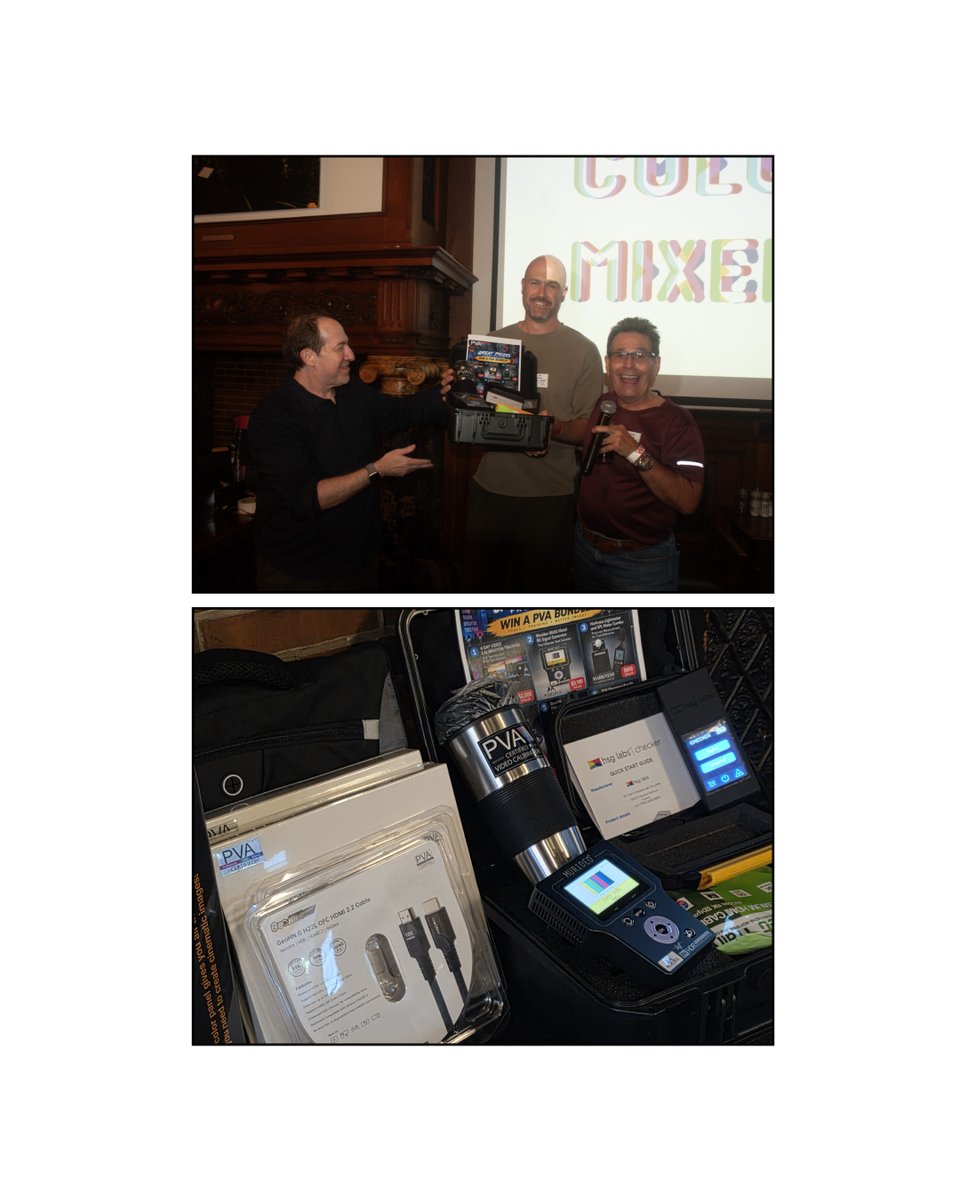 murideotweets's tweet photo. With PVA, Murideo helped sponsor the IBC Colorist Mixer 2026 in Amsterdam and sent some gear along, so thanks to Gregg Loewen of LionAV for hosting an evening of drinks, quiz-night fun, and prizes.
#AVPro #Murideo #ColorGrade #PVA #Amsterdam https://t.co/Br5F08VY32