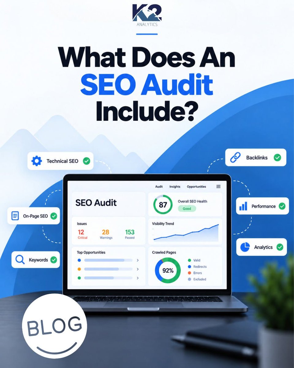 K2_Analytics's tweet photo. Our latest blog breaks down what an SEO audit includes, from technical issues and on-page SEO to content, site performance, and more.
Read the full blog!
https://t.co/OzLnKODpdF
#SEO #SEOAudit #DigitalMarketing #SearchEngineOptimization #K2Analytics https://t.co/HO3dO87cDC