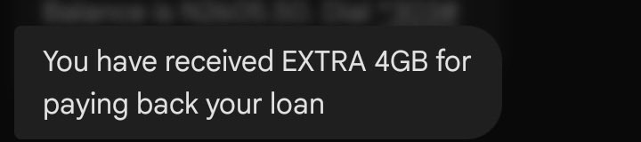 DamellaVa's tweet photo. Airtel with strategy!!😂

So I decided to pay back  part of what I was owing Airtel today and they gave me Extra 4GB for paying back. https://t.co/3UomlSxNZI