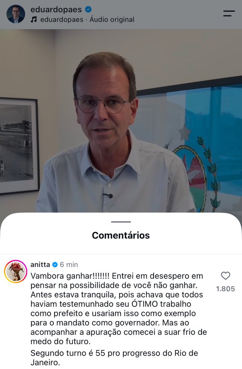 LucasRafael's tweet photo. Anitta declara apoio ao Eduardo Paes! 👏🏻 https://t.co/kfNJipa0rh