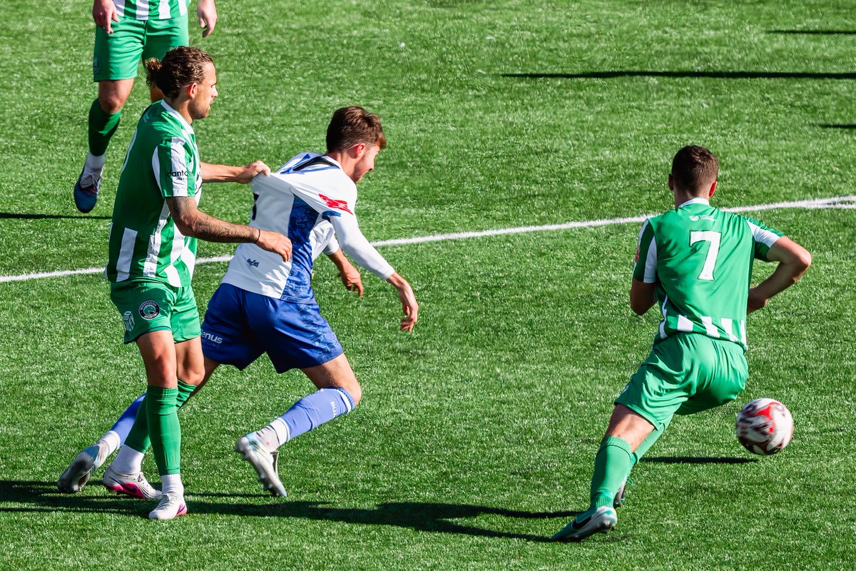 GomboczSteve's tweet photo. Player action photos taken during the game between Bury v Bromsgrove Sporting on 3/10/26. One photo taken just before No 10 George Glendon's goal, a well taken goal. @buryfcofficial #bfc140 #shaker #BuryFC #PartOfit @whitebluearmy https://t.co/P606BDBk9Q