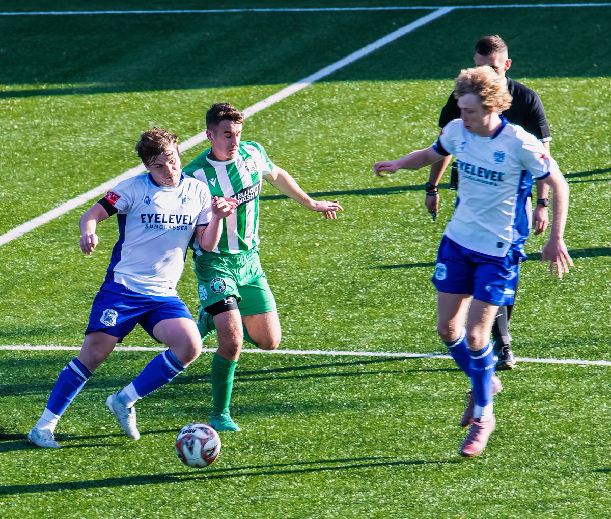 GomboczSteve's tweet photo. Player action photos taken during the game between Bury v Bromsgrove Sporting on 3/10/26. One photo taken just before No 10 George Glendon's goal, a well taken goal. @buryfcofficial #bfc140 #shaker #BuryFC #PartOfit @whitebluearmy https://t.co/P606BDBk9Q