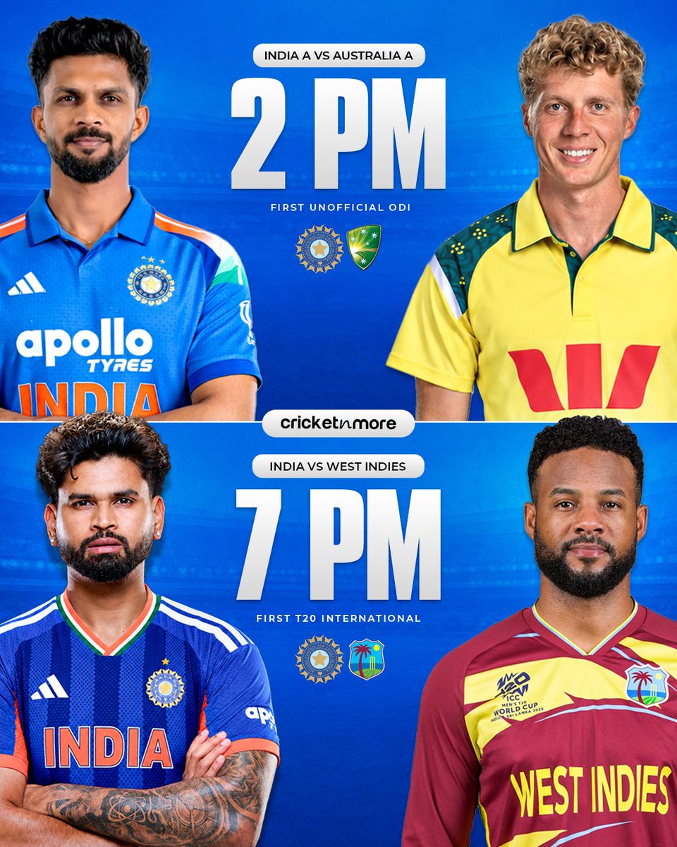 cricketnmore's tweet photo. India A take on Australia A in the afternoon, followed by Team India facing the West Indies in the evening. ๐ฎ๐ณ
#IndianCricket #INDvsWI #IndiaA #AustraliaA https://t.co/81736EYb3i