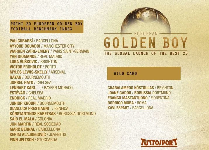 DailyAFC's tweet photo. Myles Lewis-Skelly has been nominated for the 2026 Golden Boy award. ✅ https://t.co/QYB8GnrA5D