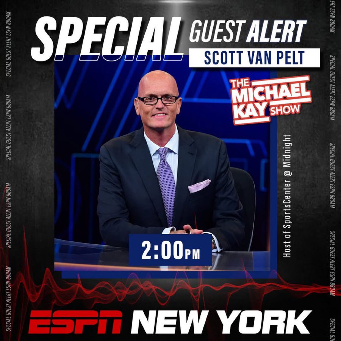 ESPNNewYork's tweet photo. SPECIAL GUEST ALERT!
 
TODAY at 2:00PM on The @RealMichaelKay Show:

@notthefakeSVP joins the program!

WATCH: https://t.co/nwJo2o0byS

LISTEN: https://t.co/LYZOQ2Khl9, on @880ESPNNewYork, 101.1FM HD 2 or on the @ESPNNewYork App!

DOWNLOAD: https://t.co/IaTaIzBzbN https://t.co/VYNdJBQ51X