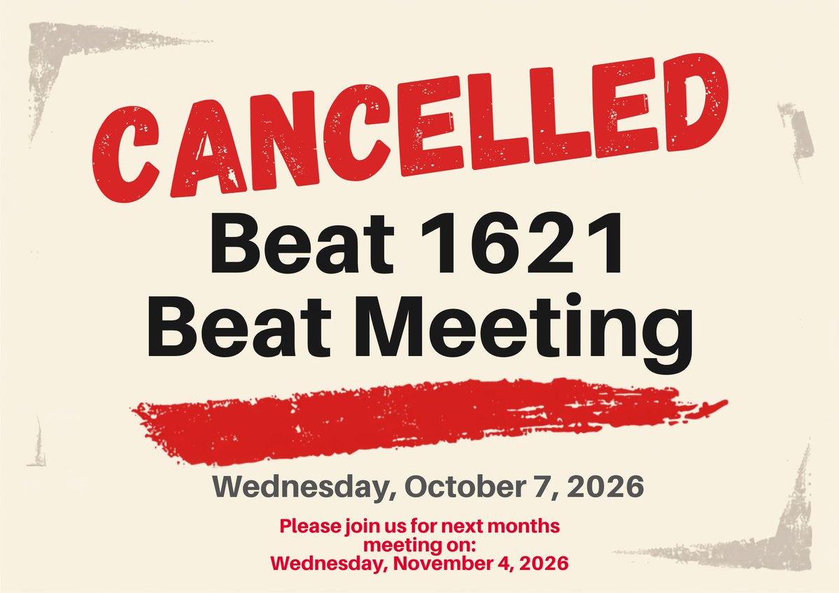 chicagocaps016's tweet photo. Residents of Beat 1621. We would like to remind you that this week's beat meeting for 1621 will be cancelled due to the Community Conversation taking place the same evening. We would love it if you can join us for the Community Conversation. Please see attached flyer for details. https://t.co/GZwShQtI1S