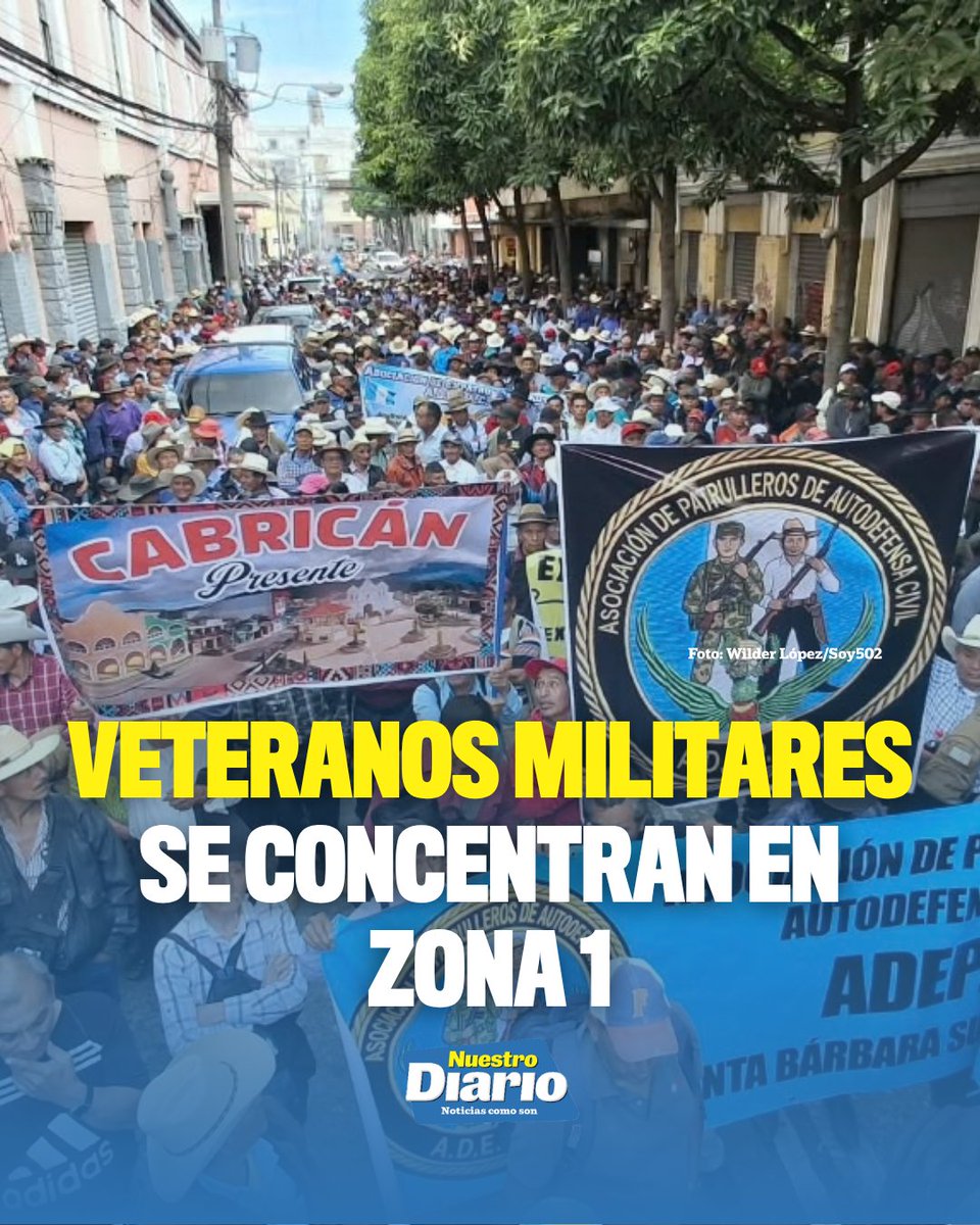 🚨🇬🇹🪖 VETERANOS MILITARES SE CONCENTRAN EN ZONA 1 🛑🚶♂️⚠️ Un grupo de veteranos militares se concentró esta mañana en la Plaza de la Constitución, zona …