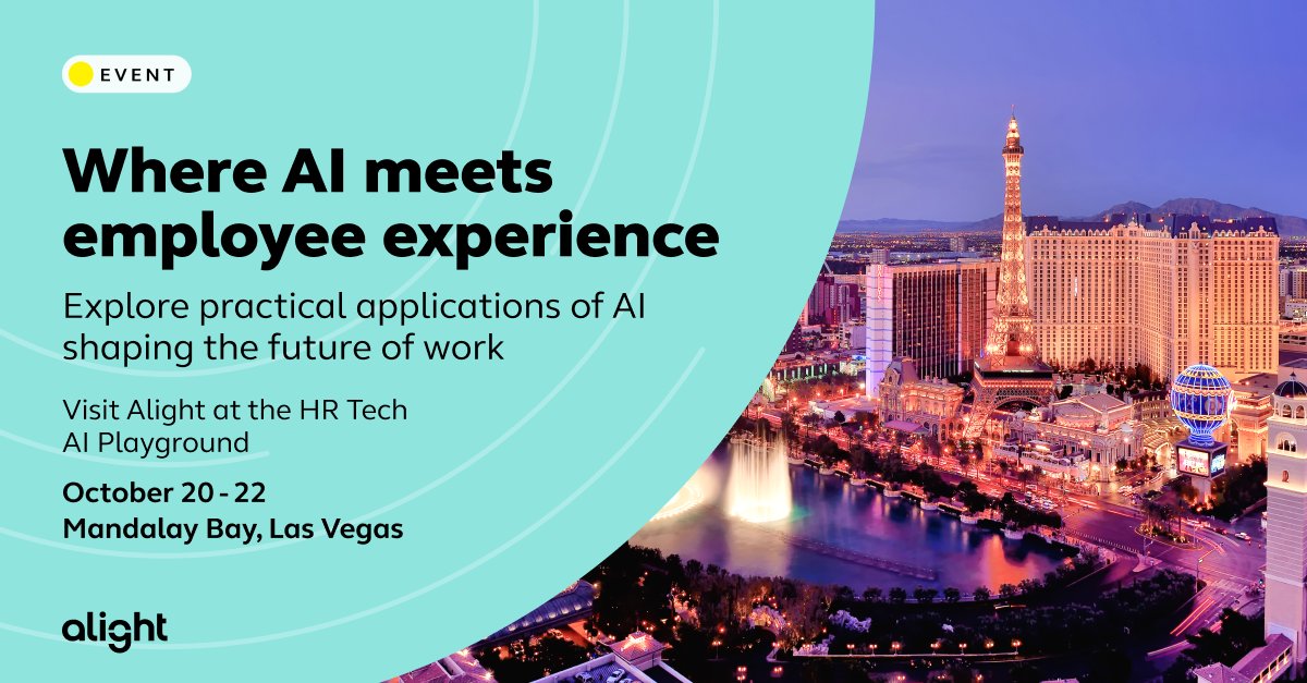AlightSolutions's tweet photo. AI is everywhere in HR. The question is how to turn the buzz into real-world impact.

We’re heading to @HRTechConf’s AI Playground to explore how AI can create more personalized employee experiences and help HR teams navigate complexity.

See you in Las Vegas. #HRTech2026 https://t.co/Acw5FzQpWM