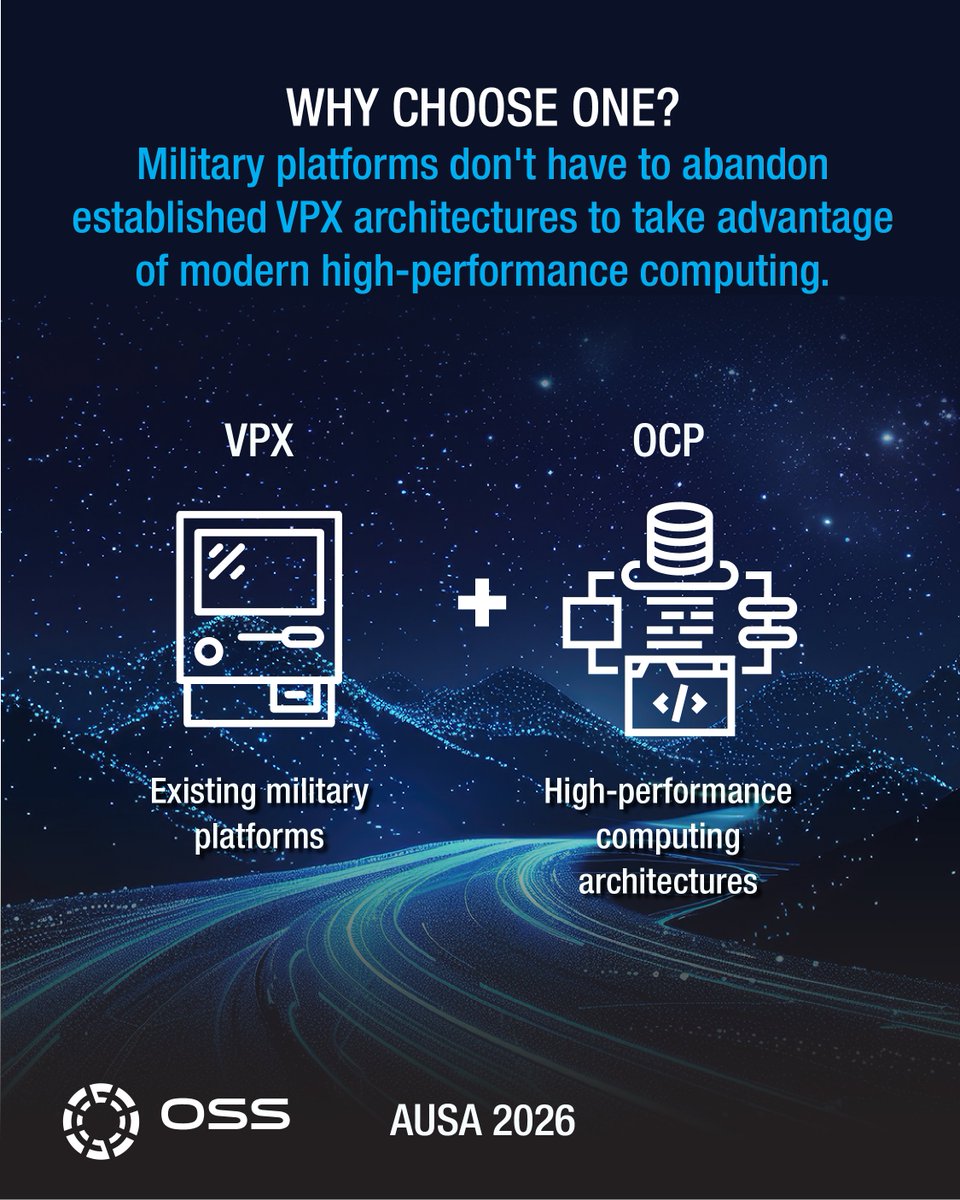 _OneStopSystems's tweet photo. Counter-UAS is moving faster. The computing architecture needs to keep up.

At #AUSA2026, we are introducing OCP/VPX hybrid technology: a form-factor-agnostic approach that brings OCP + VPX capabilities together for high-performance computing at the tactical edge.

See us in Hall D, Booth 7454, from Oct. 12–14. Email Tom Fries (tfries@onestopsystems.com) to set up a meeting, or contact us here: https://t.co/DMFa6Aag0x.

#CounterUAS #CUAS #DefenseTech