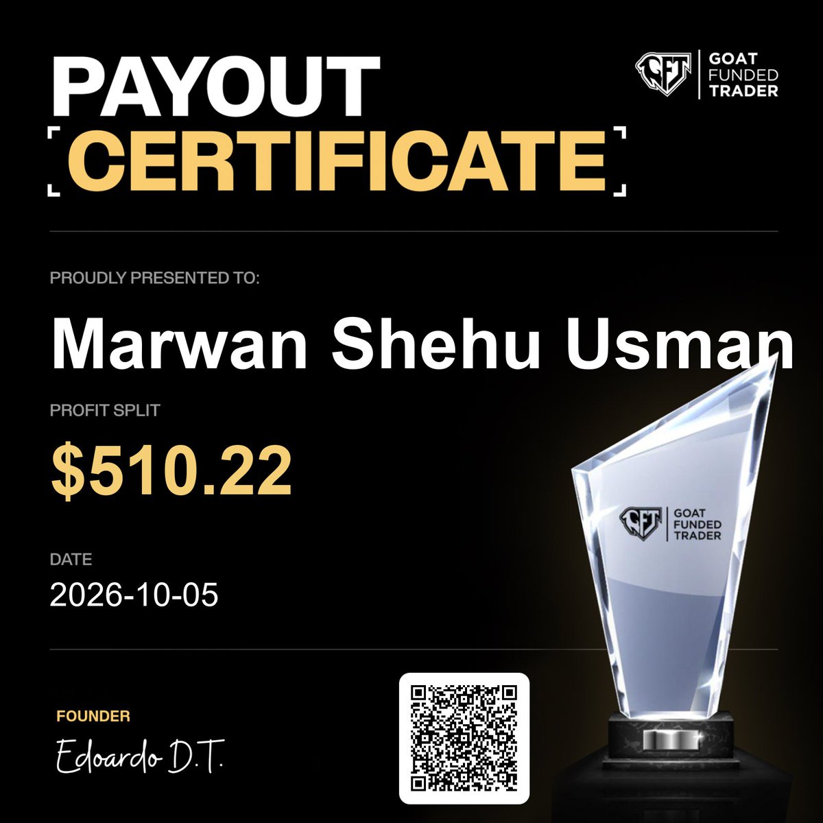 Marwan_fx01's tweet photo. I just got paid by @GoatFunded 
$1500+ requested 
I was expecting my share to be $1200+ 
But I just received mail from the risk team that I have exceeded their required margin usage in some of my trades while I always check margin usage in my mt5 after opening every single position. But I think mt5 calculation is wrong 😂😂 anyways thanks @EdwardXLreal 

Unto the next one