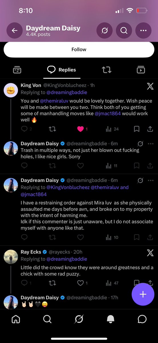 themiraluv's tweet photo. THE NIGHTMARE DAISY FILES 👹📂 @dreamingbaddie 

1. She has insulted my puss 🐱 and butthole on multiple occasions, calling them “broken.” First of all, rude. Second, if my holes are broken, somebody forgot to notify the 140+ dicks that have pumped them this year
2. I have been informed by directors that she becomes upset with them when they choose to work with me
3. Makes fake accounts wearing a variety of different colored wigs & clown makeup to spread more lies about me…
4. Claims I bullied her in the 101 house but doesn’t break down the ways in which I did… oh maybe because I never did actually 🤯
5. She told a security guard at a recent bday party that I had to leave because she had a “restraining order” against me. When the security guard asked her to provide proof, she had nothing to show. As far as I know, no such order exists. If you’re going to pull out the words “restraining order”, please at least BRING THE RESTRAINING ORDER. Where is it? In Narnia?! The person who beat ME up and has spent the last nine months bothering ME somehow needs a restraining order against me. Lovely 🫠
6. She has also made social media posts that very clearly appear to copy the way I speak. Minutes/hours after mine. Follows ppl right after I follow or post them. Coincidence? I think not!
7. I’m also afraid of being around people associated with her. Luckily, Daisy and her friends are never really invited to industry events, but there are ones that are open to all performers and ofc u can count on them being there. Call me old fashioned, but I would prefer my next industry experience to involve networking/fun times and not getting jumped
8. Falsely claims I “jumped” her and that I “broke” onto “her” property with intent to harm - online, in group chats with other performers, obviously in person with all her friends as they’ve blocked me, occasionally tweet about me, and give me dirty looks in person
9. I posted that I was staying at the 101 modeling guest house many moons ago bc I had a thing going on with the guy who lives in there and he was feeding some ducks in the pool. I thought it’d be a cute little story post. Clearly I thought wrong! This triggered her to the point where she felt the need to contact the owner of the main house regarding my presence there. MIND YOU she has me blocked on IG 🧐

I consist of the following:
1. 1st gen Cuban American
2. Grew up in Jersey
3. Endured years of college to get a civil engineering degree
4. Capricorn 🐐

Therefore, I was blessed w a smart mouth and have ZERO reason to ever use my hands to get a point across. Just something for u all to think about