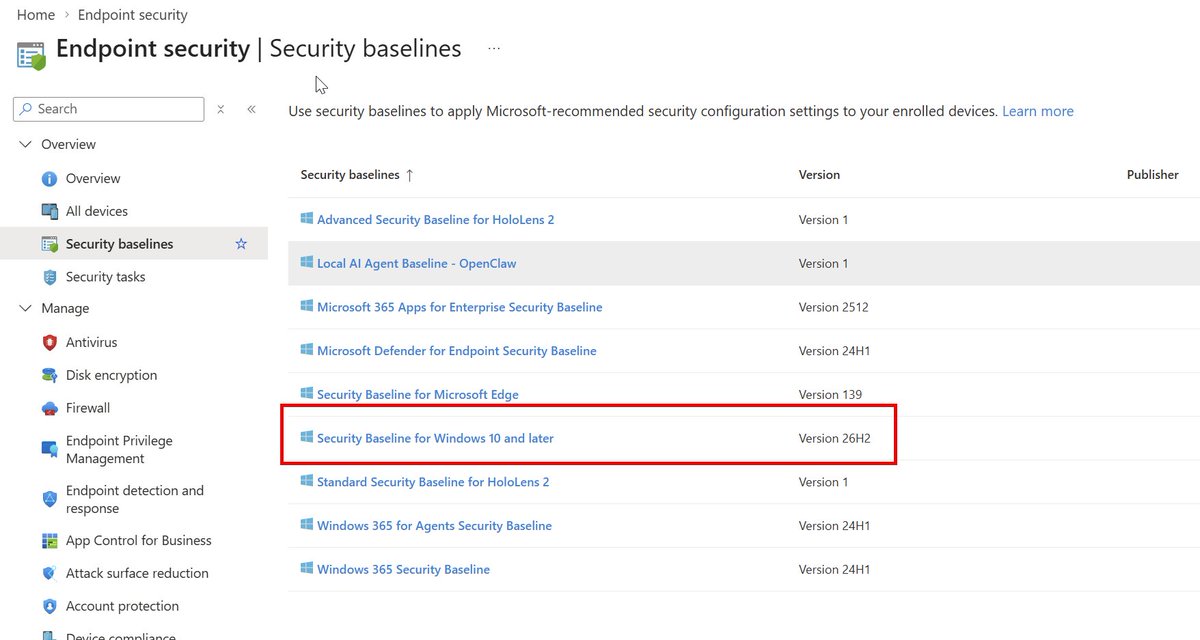 PerLarsen1975's tweet photo. You asked we promised - we have now delivered Windows 11 26H2 Security Baseline in Microsoft Intune.
Great collaboration between Windows and Intune engineering org.

#MSIntune #Windows11 #SecurityBaseline https://t.co/2dgHHV1swE