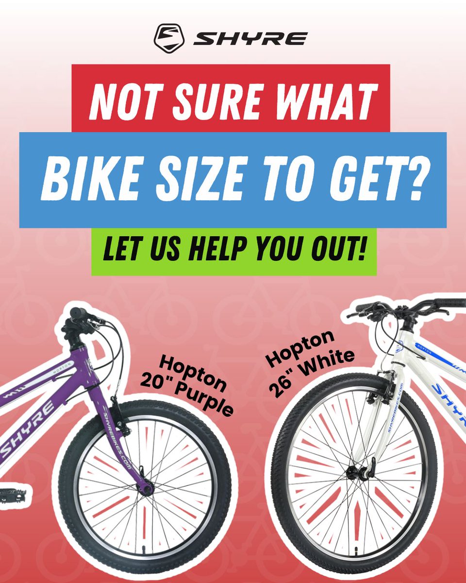 Shyrebikes's tweet photo. Not sure what bike size to get? 👀 

Well... we've got something to help. On our website you can now put in your child's measurements to find which bike size we would recommend as the best fit.

It makes shopping so much easier, especially with Christmas coming up!🎁 https://t.co/3DDswuBCdz