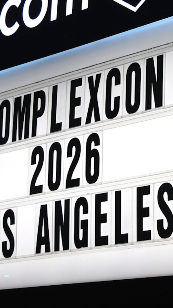 A close-up of an illuminated marquee reads "COMPLEXCON 2026" and "LOS ANGELES." The post directs viewers to a TMZ/New York Post YouTube video about the Cornell 7 phone call with Jane Doe, but the image itself only shows the ComplexCon event sign and does not depict or reference the individuals or incident mentioned in the caption.