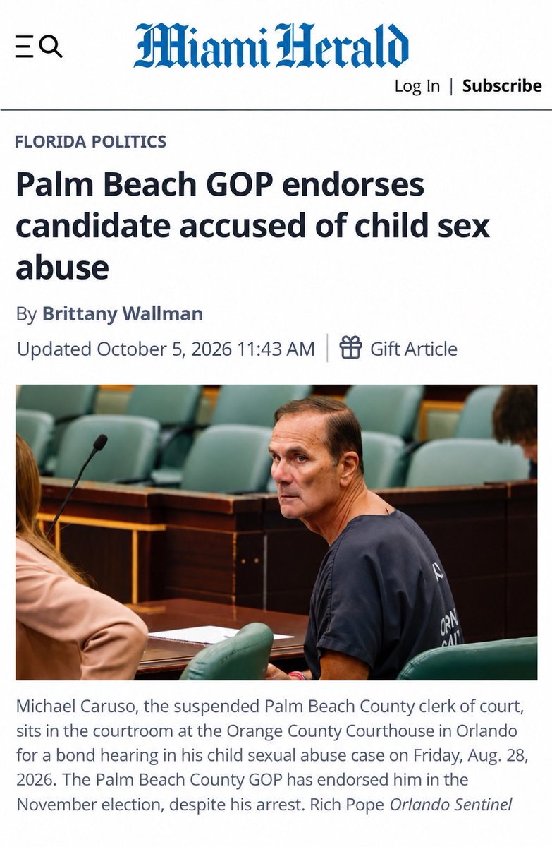 AmandiOnAir's tweet photo. YOU CANNOT MAKE THIS SHIT UP. 🤯

Palm Beach County @FloridaGOP endorses candidate accused of child sex abuse.👇🏼 https://t.co/4qcxGIL7MY