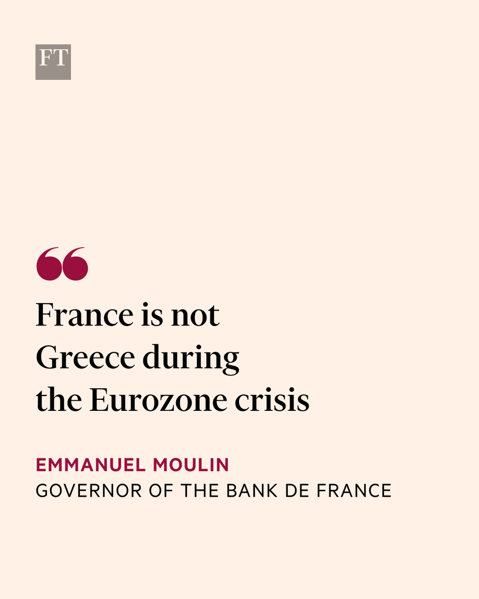 FT's tweet photo. FT Exclusive: The head of the French central bank said the Eurozone’s second-largest economy could win back investor confidence despite the 'serious and worrying' moves on sovereign debt markets in recent days. https://t.co/u5dBtK2vZ6 https://t.co/Qs2YAXLzgH