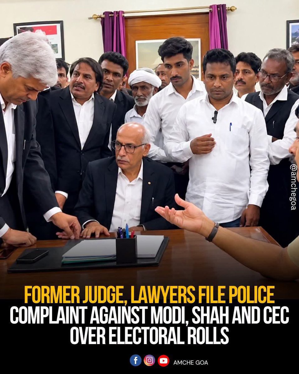 GuptaPragnya's tweet photo. When lawyers themselves are compelled to knock on the doors of law enforcement, the question is no longer merely political—it is constitutional.

A group of legal professionals, including former judge Manoj Kumar, Supreme Court advocate Bhanu Pratap Singh and advocate Balraj Malik, has filed a formal complaint seeking an FIR and criminal investigation against PM Narendra Modi, Home Minister Amit Shah, CEC Gyanesh Kumar, Law Minister Arjun Ram Meghwal and others over alleged irregularities concerning electoral rolls.

These are serious allegations. They demand an impartial investigation, transparency and accountability—not political intimidation or dismissal.

Elections are the foundation of democracy.
The electoral rolls must be beyond suspicion.
And no one—however powerful—can be above scrutiny.

Let the law take its course. Let the truth come out.