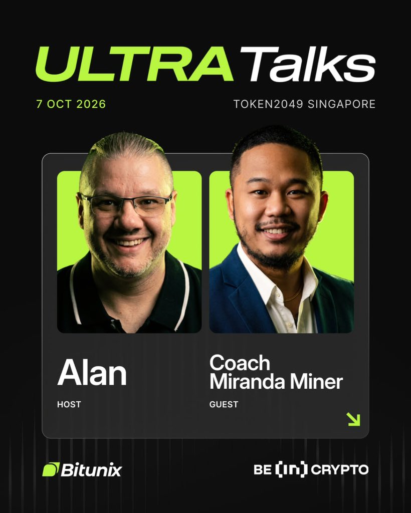 MiningMiranda's tweet photo. 🎙️ ULTRA Talks at TOKEN2049 Singapore! 🇸🇬 Excited to join Alan for a conversation on crypto, trading, and where the industry is heading next.

📅 October 7, 2026
📍 TOKEN2049 Singapore
🎤 Coach Miranda Miner with @BitunixOfficial 

From the Philippines to the global crypto stage. 🇵🇭🌏

See you at ULTRA Talks! 🚀

#CoachMirandaMiner #TOKEN2049 #TOKEN2049Singapore #UltraTalks #Crypto #Web3 #Bitunix #BeInCrypto