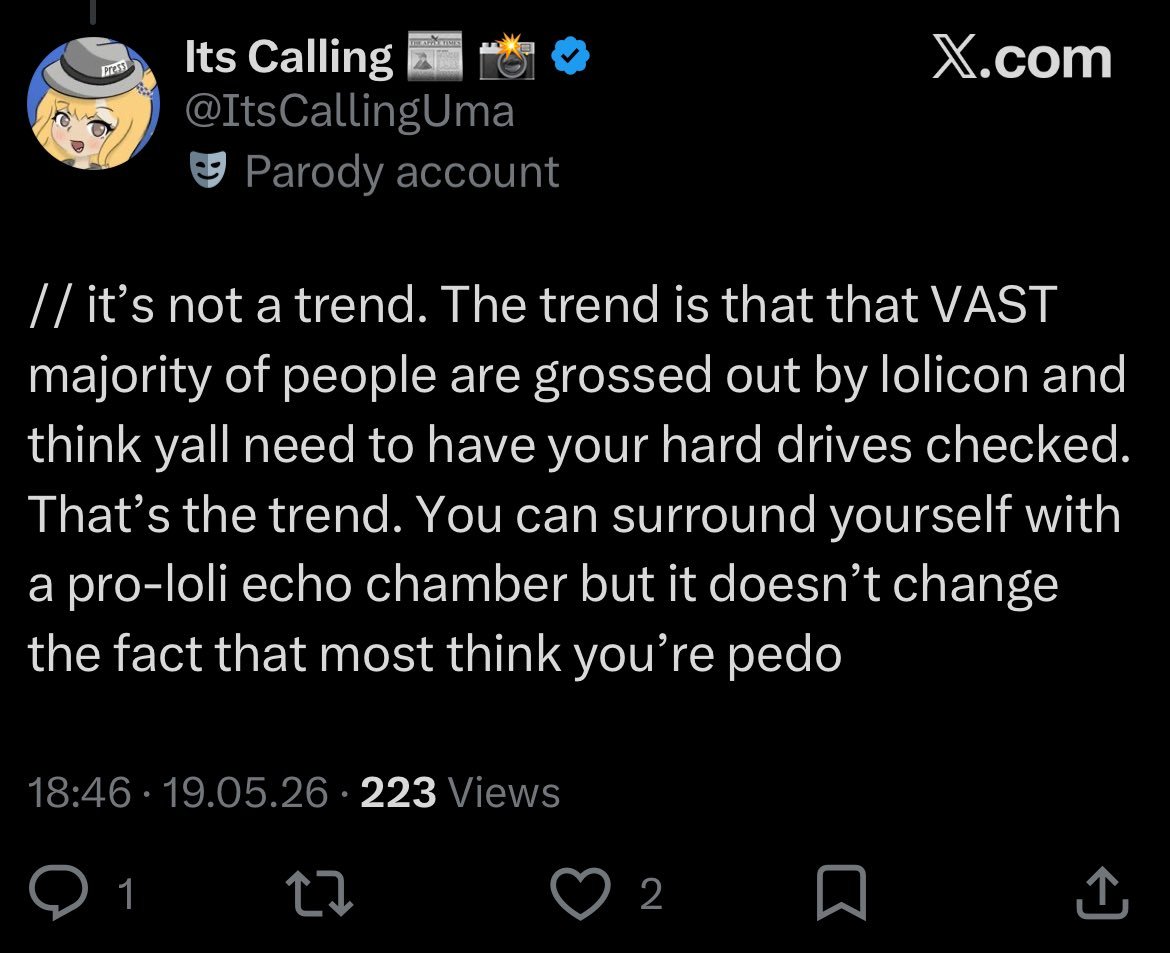 CogitoErgoUoh's tweet photo. > Says that lolicons need to have their hard drives checked

> Outed for SAing a minor days later https://t.co/BVPt6zdgYu