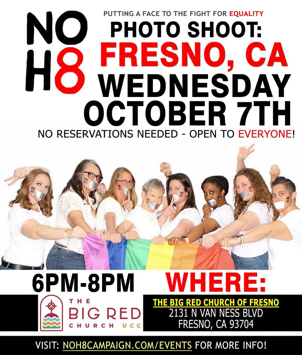 NOH8Campaign's tweet photo. 📣 Spread the word! #NOH8 photo shoot WEDNESDAY (10/7) in Fresno, CA: https://t.co/89SlNKAvGN https://t.co/e3Fn2fhUuH
