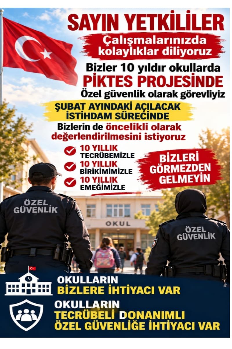 sevdagl76's tweet photo. @oktay_saral @Yusuf__Tekin
@oktay_saral
@isikhanvedat
@topogluemre
@chnkvnc
@memetsimsek
#Piktes ÖZEL GÜVENLİKLER 

📌10 YILLIK TECRÜBEYLE
📌10 YILLIK EMEKLE
📌10 YILLIK BİRİKİMLE
12 AYLIK İSTİHDAMA DAHİL
OLMAYI  BEKLİYORUZ 
SAYGILARIMIZLA
🇹🇷TÜM OKULLAR GÜVENDE OLSUN https://t.co/YIbaZjmfbv
