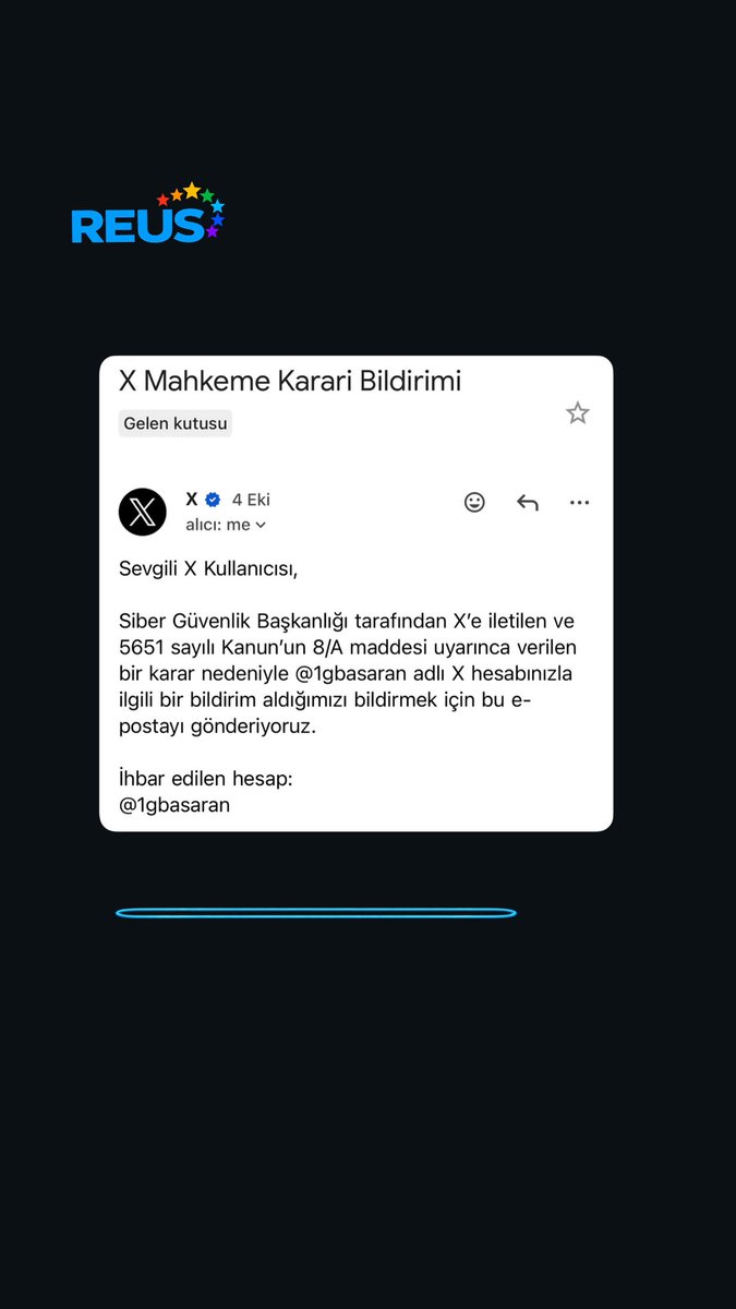 reus_eu's tweet photo. REUS Genel Yayın Yönetmeni Göksu Başaran’ın (@1gbasaran) X hesabına Türkiye’den bir kez daha erişim engeli getirildi.

Yeni hesabı @2gbasaran https://t.co/6YqWpELnaH