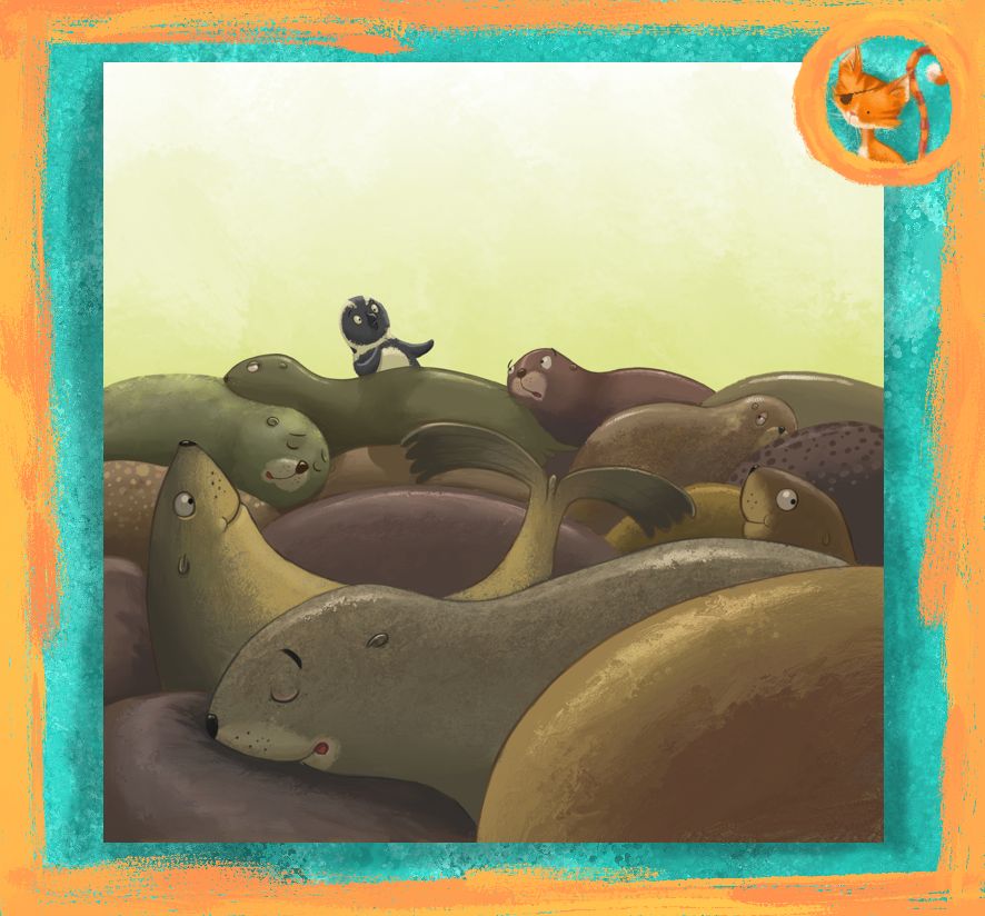 AndyCatBug's tweet photo. A sea of seals! #illustration #kidlit  #seals #childrenBooks #illustrators #kidLitIllustration #picturebooks catling-art.​com https://t.co/upmITdKJM5