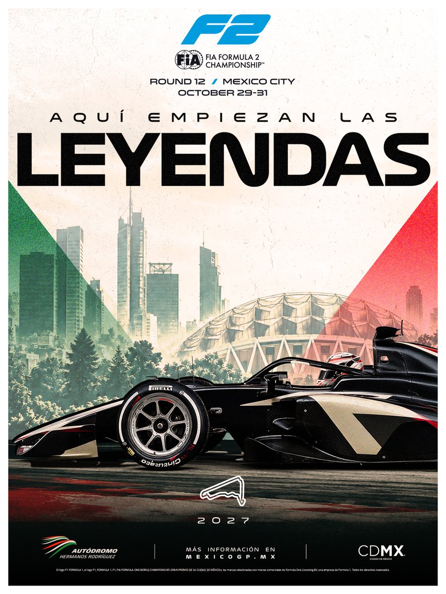 mexicogp's tweet photo. ¡Ustedes lo pidieron, @Formula2 llegará al Autódromo Hermanos Rodríguez en 2027!
La primera vez que la antesala de Formula 1 corre en el #MexicoGP. 🇲🇽
Todos los detalles: https://t.co/nQD7H53VEN

#F2 https://t.co/7zywKV0u2E