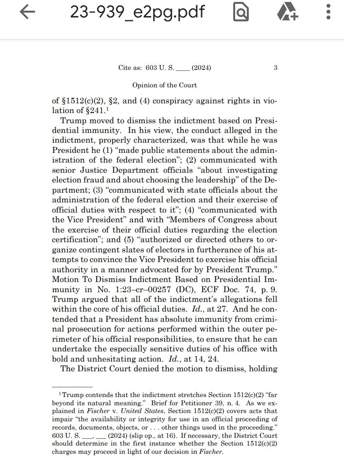jessgenderqueer's tweet photo. @0DonaldTrumpJr1 Trump moved to dismiss the indictment based on Presidential immunity, arguing President has absolute immunity from criminal prosecution for actions performed https://t.co/kvOxvFx66J
