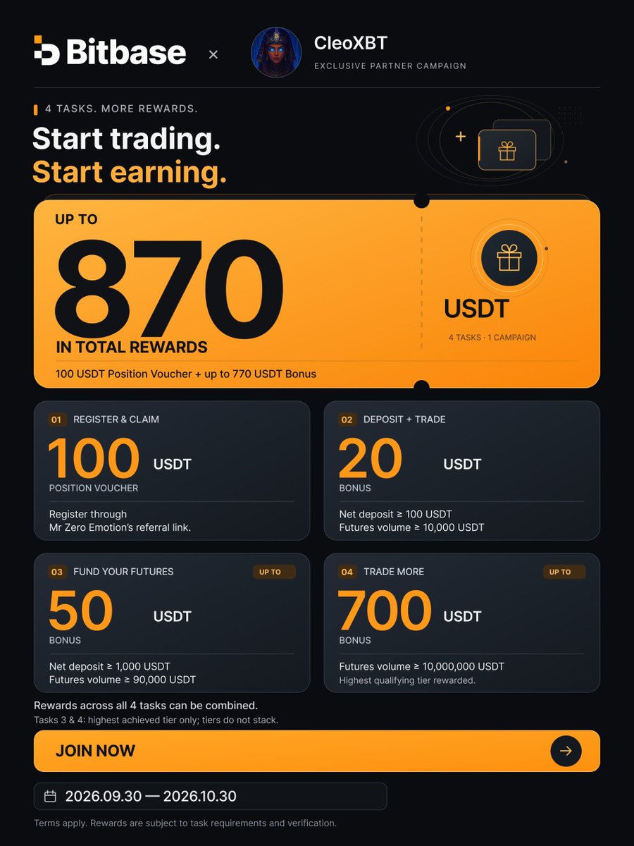 CleoXBT's tweet photo. Looking for a new way to trade crypto? 🚀
Start trading with #Bitbase and explore the crypto market with a platform built for active traders.
Trade, grow your experience, and unlock new earning opportunities.
Start here 👇
https://t.co/zjMD4da5EH https://t.co/qDLlW3aC8i