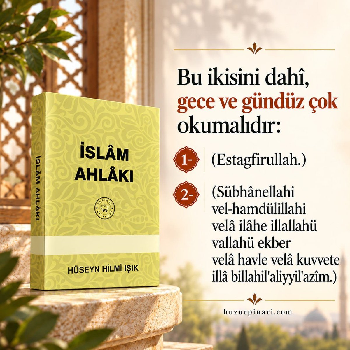 Huzurpinaricom's tweet photo. MÜ'MİNİN EVSÂFI-6

Bu ikisini dahî, gece ve gündüz çok okumalıdır:

1- (Estagfirullah.)

2- (Sübhânellahi vel-hamdülillahi velâ ilâhe illallahü vallahü ekber velâ havle velâ kuvvete illâ billahil'aliyyil'azîm.)

İslâm Ahlâkı
https://t.co/oTw4JAeuB8 https://t.co/Dxa3BVlNQQ